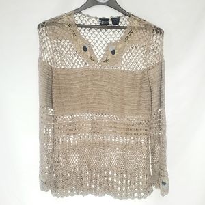 Crochet Lace Sweater Crossing Pointe Large